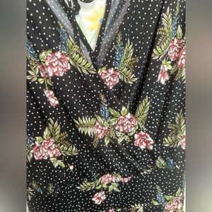 Cabi Floral Polka Dot Wrap romper - Black with Pink Floral Small spring,beach